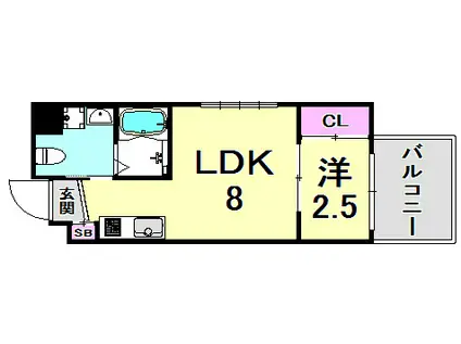 ザ・コッチ神戸(1LDK/4階)の間取り写真