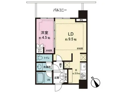 シティタワー新宿(1LDK/13階)の間取り写真