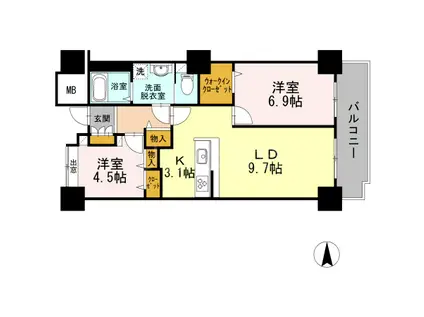 品川シーサイドビュータワーI(2LDK/17階)の間取り写真