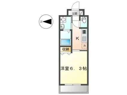 小田急江ノ島線 大和駅(神奈川) 徒歩6分 3階建 築1年(1K/2階)の間取り写真