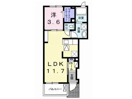 エスペランサ(1LDK/1階)の間取り写真