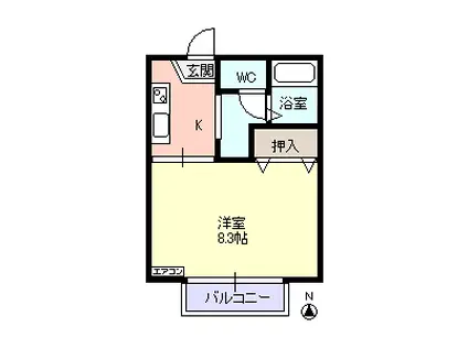 プリムローズF(1K/1階)の間取り写真