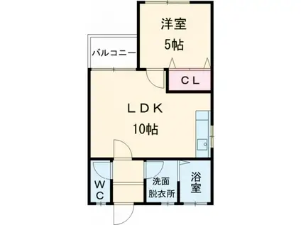 西鉄天神大牟田線 西鉄銀水駅 徒歩8分 2階建 築19年(1LDK/1階)の間取り写真
