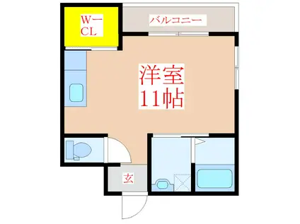 スペースIV(ワンルーム/2階)の間取り写真