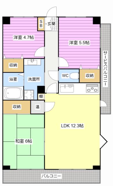 サンコーポ幸(3LDK/1階)の間取り写真