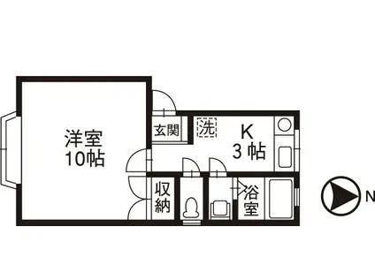 マーセルあすなろ(1K/2階)の間取り写真