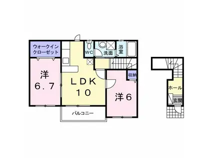 プロムナード(2LDK/2階)の間取り写真