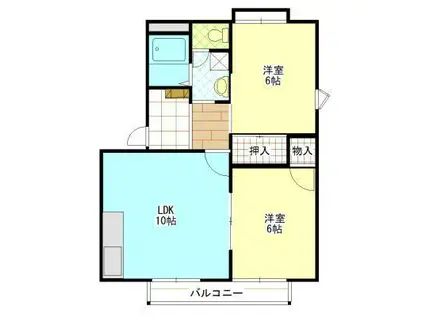 ドミールM B棟(2LDK/2階)の間取り写真