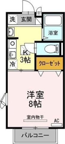 エクセルスミ(1K/1階)の間取り写真