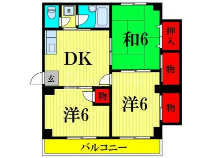 宇田川コーポ(3DK/2階)の間取り写真