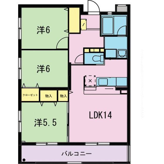 ジューダンブルクII(3LDK/1階)の間取り写真