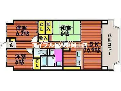 サントノーレ岡山東(3LDK/3階)の間取り写真