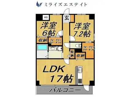 スタシオン川名(2LDK/2階)の間取り写真