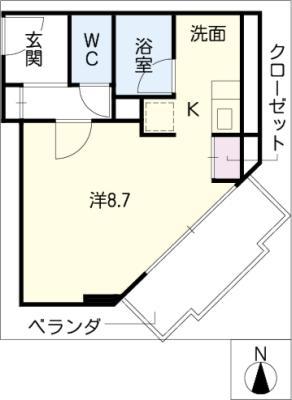レジデンスシェーンブルン(ワンルーム/1階)の間取り写真