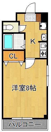 オークハイム(1K/2階)の間取り写真