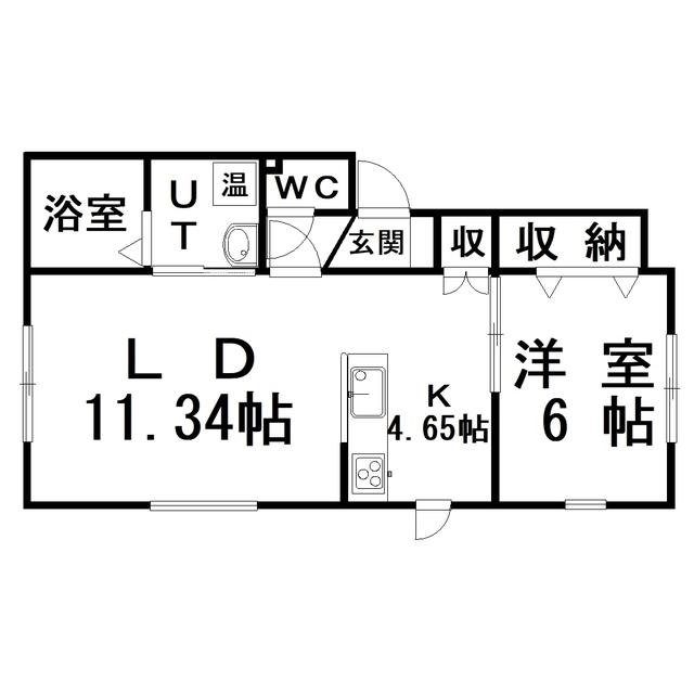 レインボーコート若松B(1LDK/2階)の間取り写真
