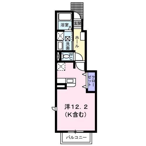エクレール沖野上(ワンルーム/1階)の間取り写真