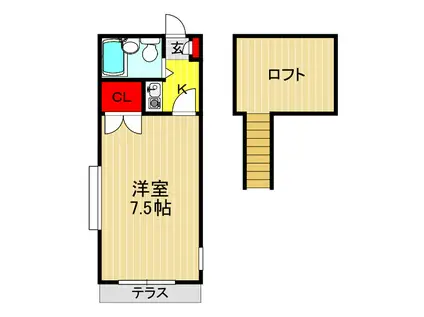 エスポワール朝日(1K/2階)の間取り写真