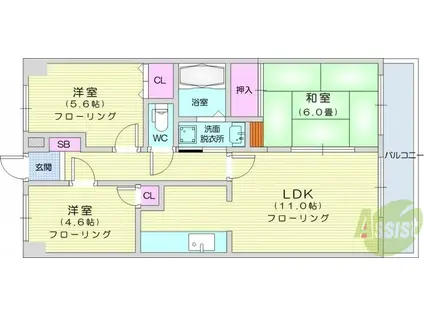 グローリィハイツNO2(3LDK/3階)の間取り写真