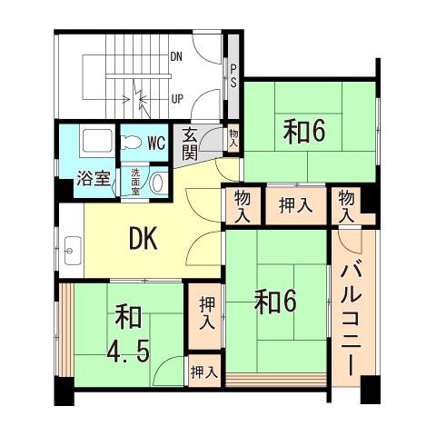 東垂水南(3DK/3階)の間取り写真