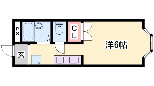 レジデンス平野(1K/2階)の間取り写真