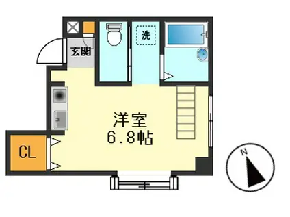 ロードサイド秋(ワンルーム/2階)の間取り写真