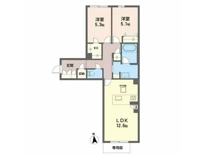 ヴェルメゾン須屋(2LDK/1階)の間取り写真