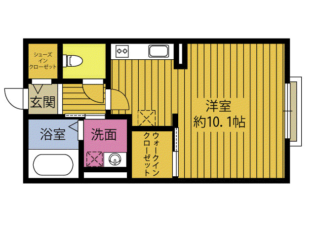 グランドヴィラA(ワンルーム/1階)の間取り写真