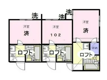 レオパレス山手PRIMAIR(1K/1階)の間取り写真