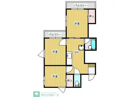 パーセル砧(3DK/2階)の間取り写真