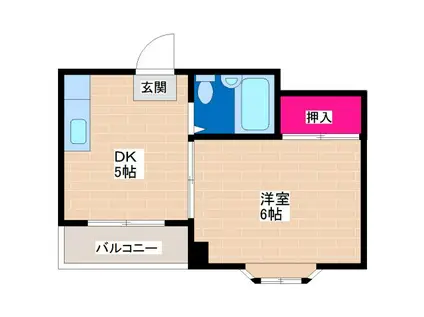 ユニ長吉ビル(1DK/2階)の間取り写真