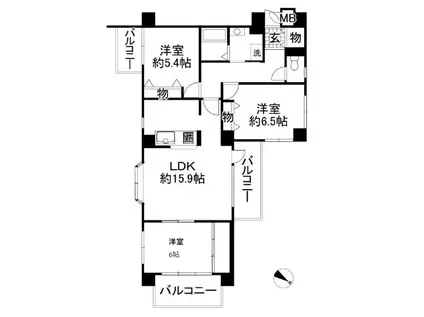 少女の赤い帽子 泉北深井(3LDK/1階)の間取り写真