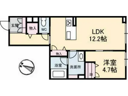 ピアヌーラ東雲(1LDK/1階)の間取り写真
