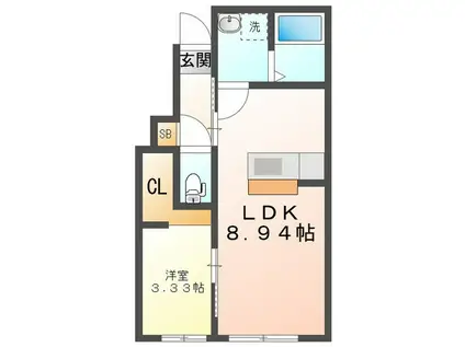 RAMBLE A棟(1LDK/1階)の間取り写真