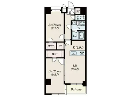 S-RESIDENCE神沢AFFORD(2LDK/5階)の間取り写真