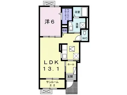 ハッピー II(1LDK/1階)の間取り写真