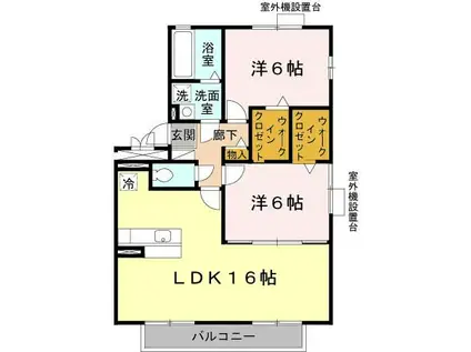 オークス玉瀬2(2LDK/2階)の間取り写真