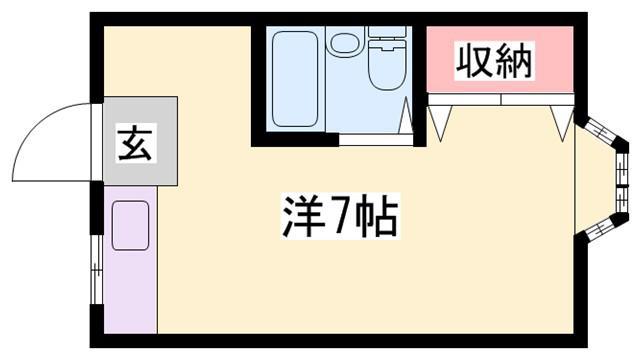 書写アパートB(ワンルーム/3階)の間取り写真