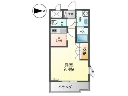 グリーングラス(1K/2階)の間取り写真