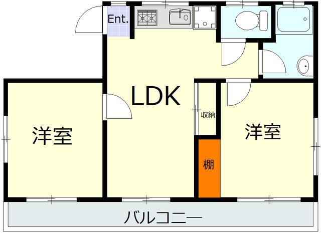 SKY HI三崎(2LDK/2階)の間取り写真