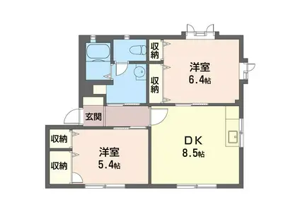 オリーブハウス弐番館(2DK/1階)の間取り写真