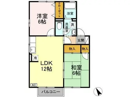 ハイツ末武 I棟(2LDK/1階)の間取り写真
