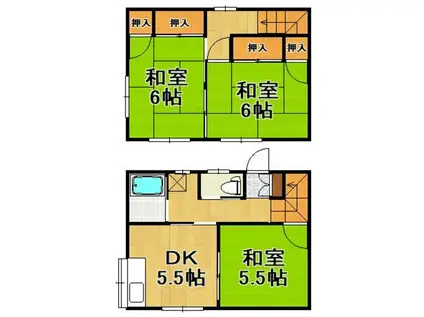 老司4丁目松栄荘(2LDK/1階)の間取り写真