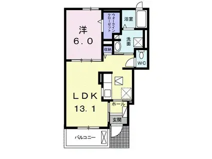 アルカンシエルB(1LDK/1階)の間取り写真