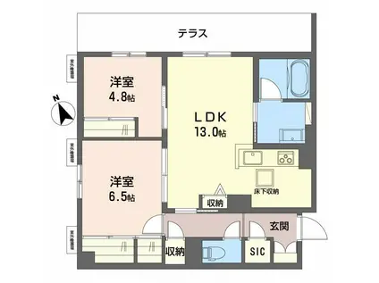 シャーメゾン ワイズベル(2LDK/1階)の間取り写真