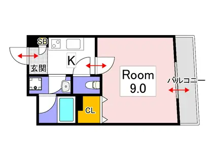 エスペランサ医大東(1K/6階)の間取り写真