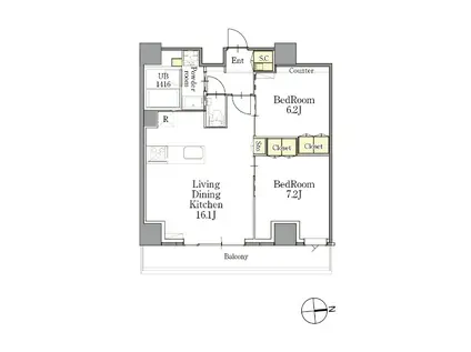 CLASSEUM仙台新寺通(2LDK/12階)の間取り写真