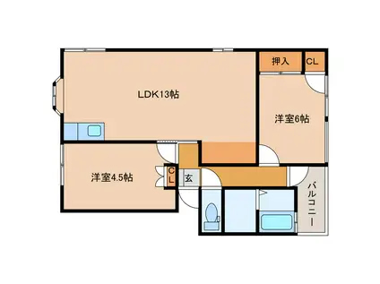 ギャラック国府3(2LDK/3階)の間取り写真