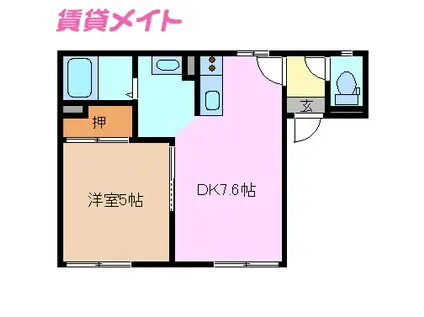 シャトルみつや(1DK/1階)の間取り写真