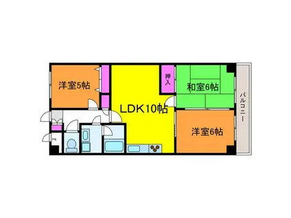 ホポロ東万代(3LDK/1階)の間取り写真